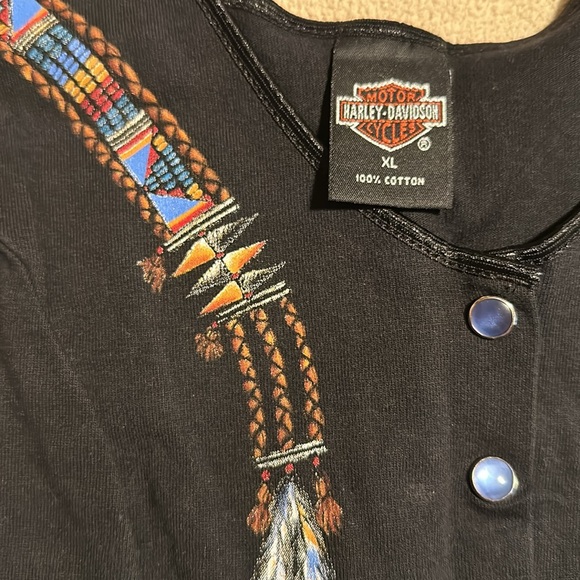 HARLEY DAVIDSON. XL. 100% Cotton. super cute. Excellent Snap Front GIFT - Picture 2 of 6